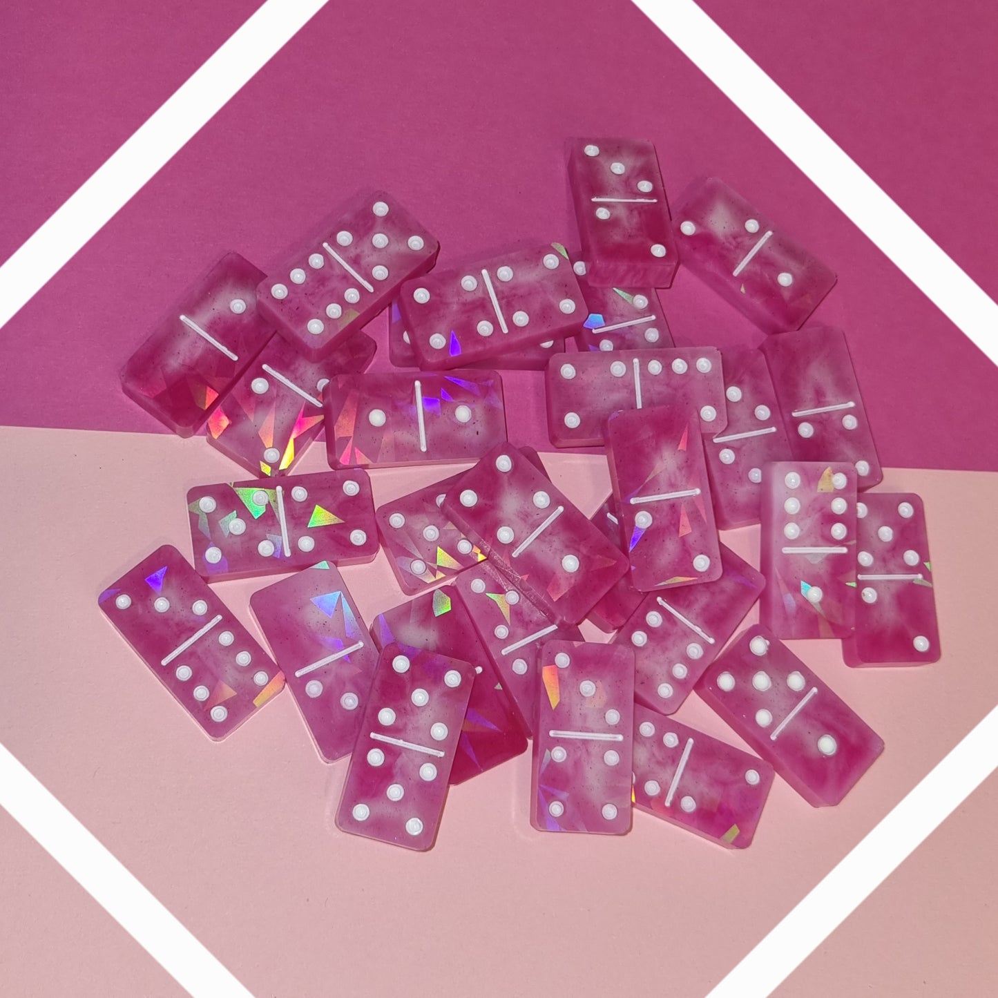 Dominos marbrer rose et blanc