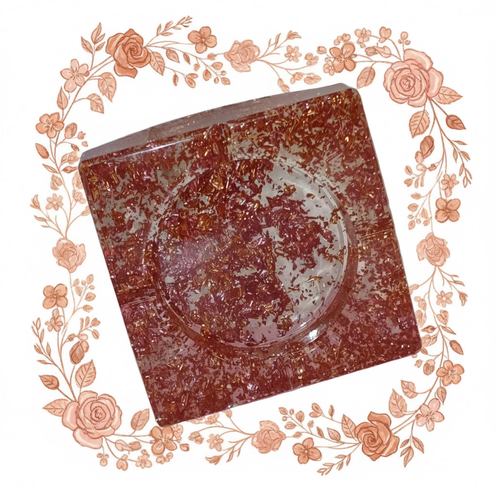 Cendrier cuivre et rose